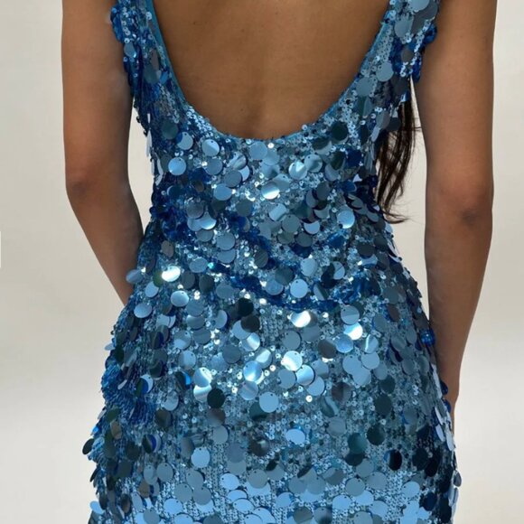 12th Tribe Pearce Blue Payette Mini Dress NWT - Picture 3 of 5